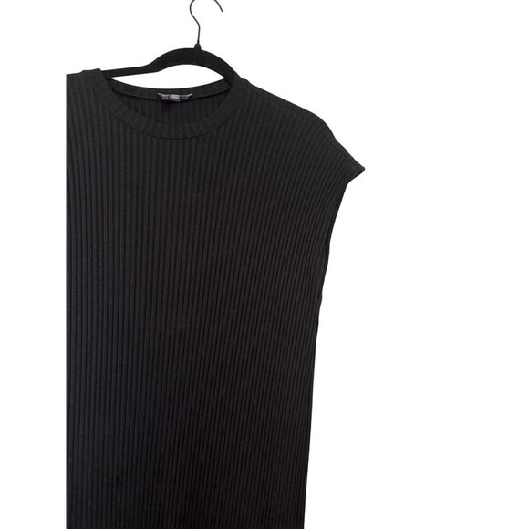Eileen Fisher Women's Black Tencel Stretch Ribbed Mock Neckline Dress Size M - Picture 4 of 10